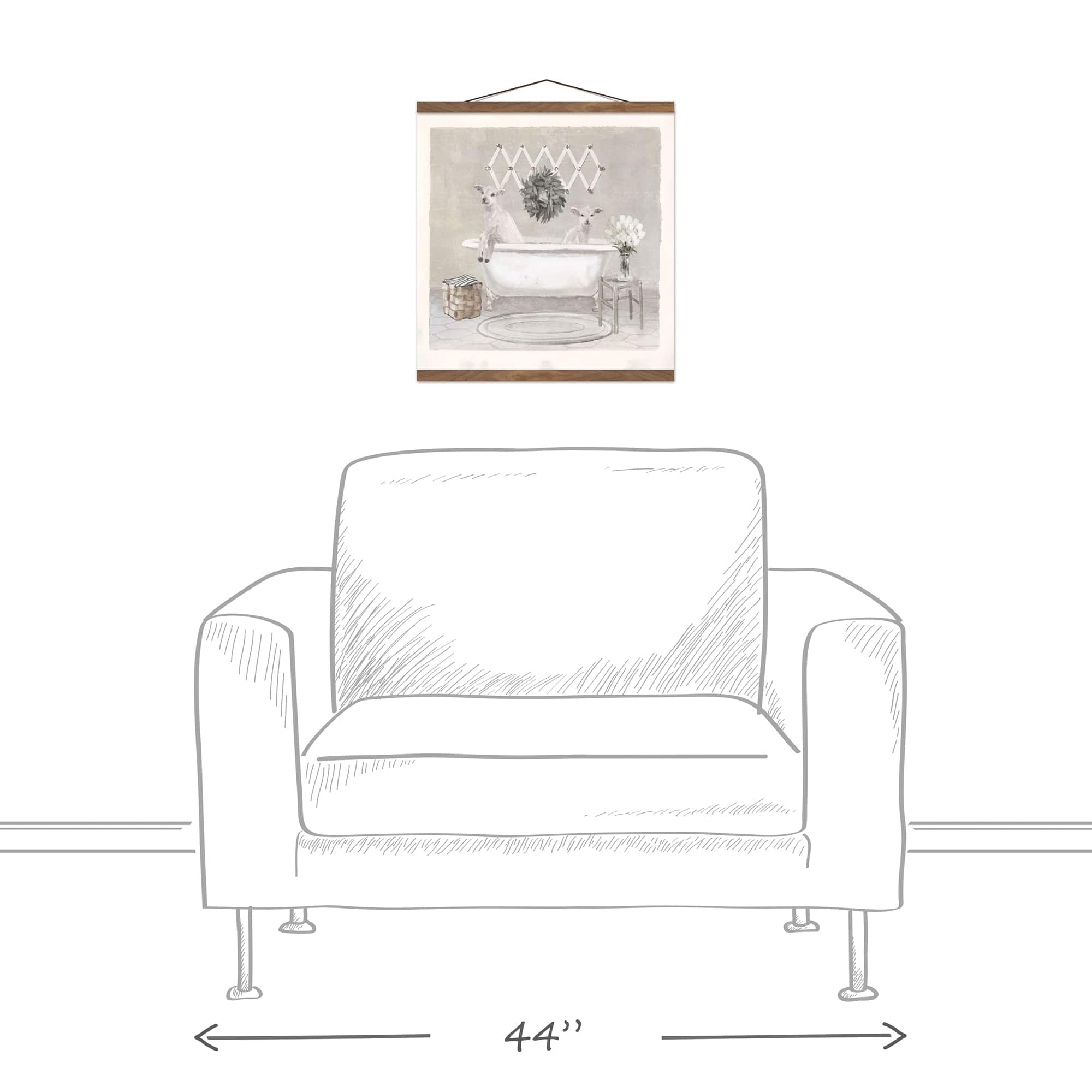 Bathroom Goat Teak Hanging Canvas